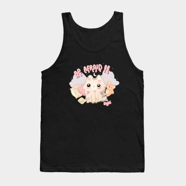 Creepy Cute Cat Ghost Halloween Costume Tank Top by Rinco Ronki